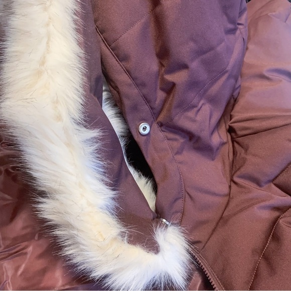 nwt $240 Sam Edelman Faux Fur Trim Hooded Parka Quilted Puffer Coat Burgundy XS - Picture 12 of 16